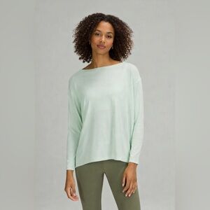 Lululemon Back In Action Mint Green Long Sleeve Relaxed Fit Top Size 18